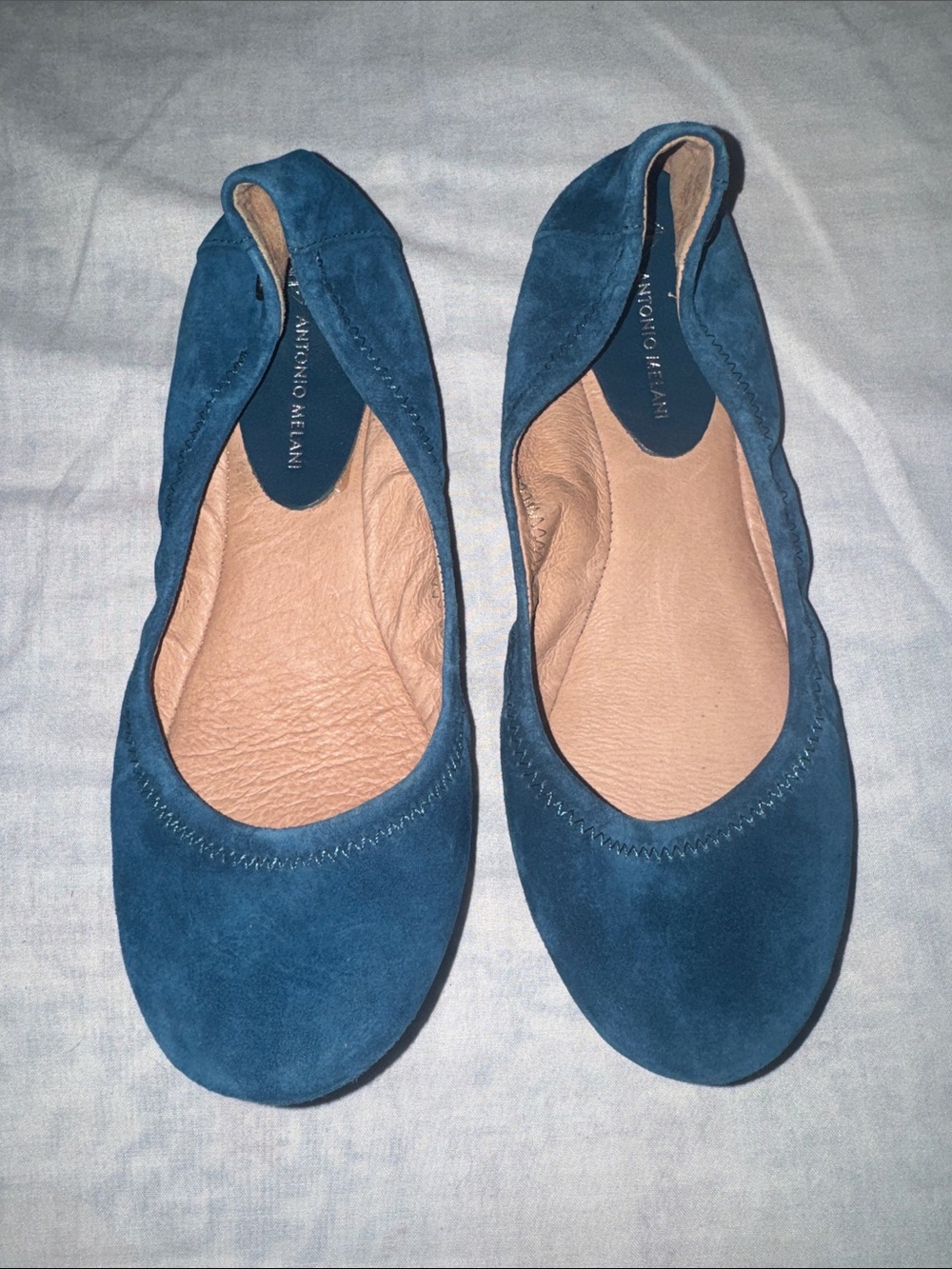 Antonio Melani Teal Blue Suede Ballet Flats Size 7.5